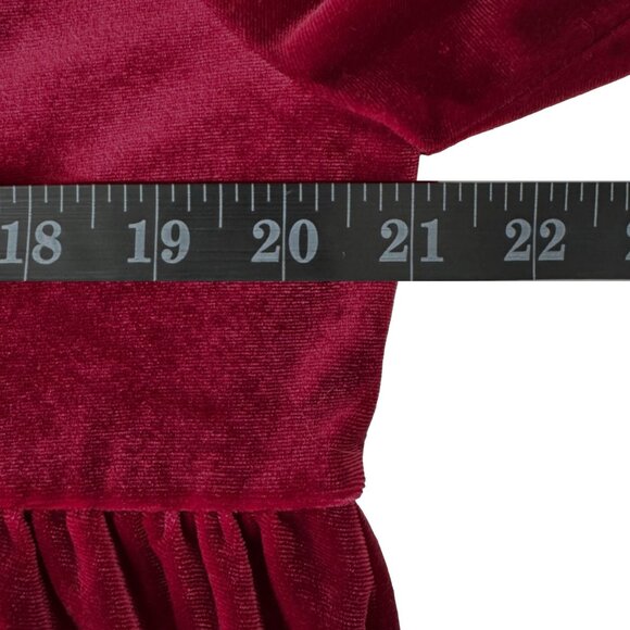 Umgee BURGUNDY Dark Red L Velvet Smocked Ruching Blouse - Picture 5 of 10